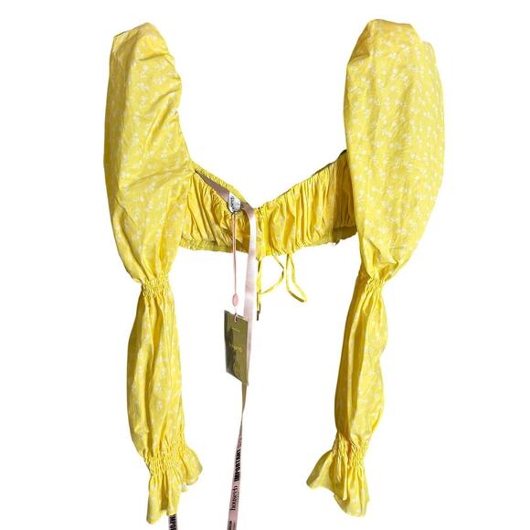 House of CB Henrietta Shirred Bralette Top Lemon Floral Size M NWT - Picture 9 of 10